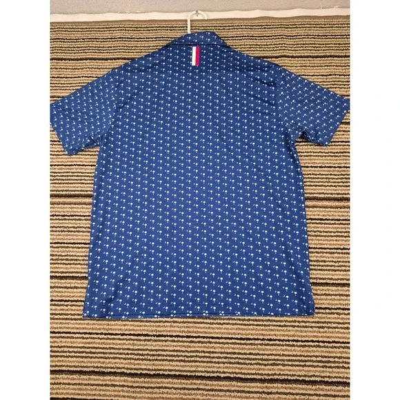 Rhoback Mens Blue South Carolina Palmetto Tree Crescent Performance Polo Shirt M - Picture 9 of 10